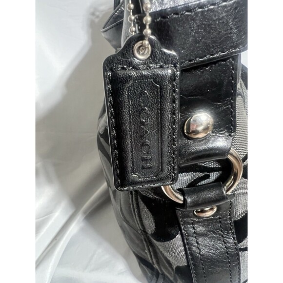 Coach Signature Shoulder Bag-Black and Dark Gray - Picture 6 of 15